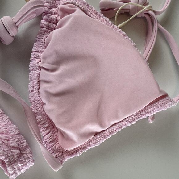 Seamolly Baby Pink Size XS Bathing Suit Textured Bikini Shell Detail Triangle - Picture 11 of 16